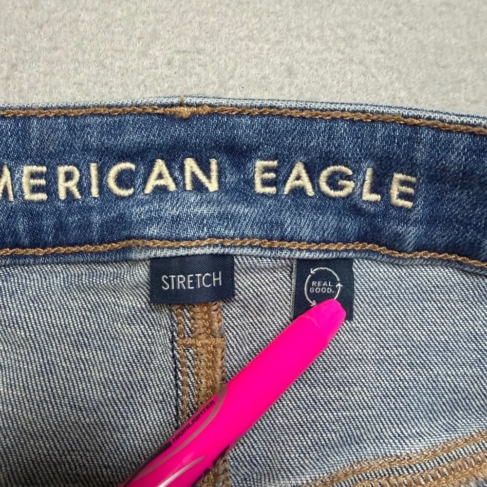 American Eagle Denim Shorts Womens 12 Blue Shortie Distressed Y2K Stretch Cutoff